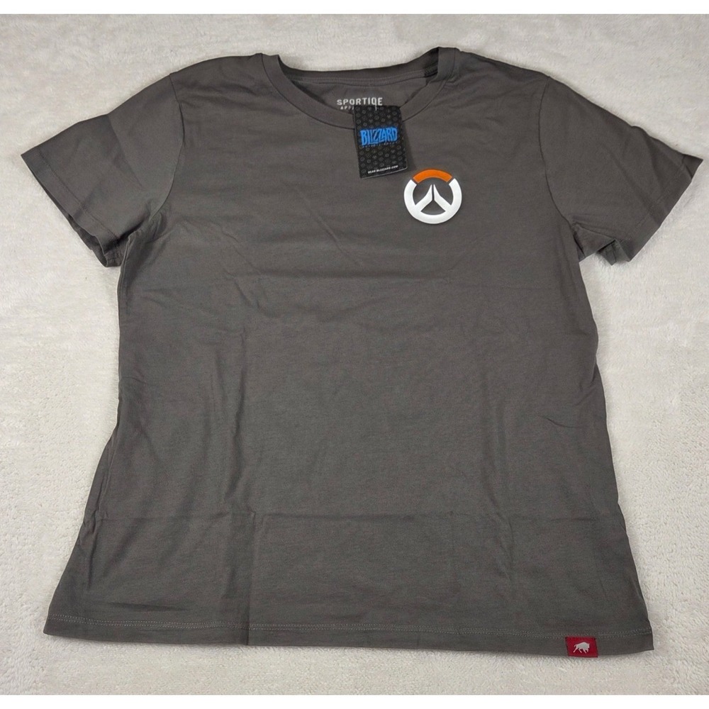 Sportiqe Blizzard Overwatch Logo Gray Short Sleeve T Shirt Women's Large NWT